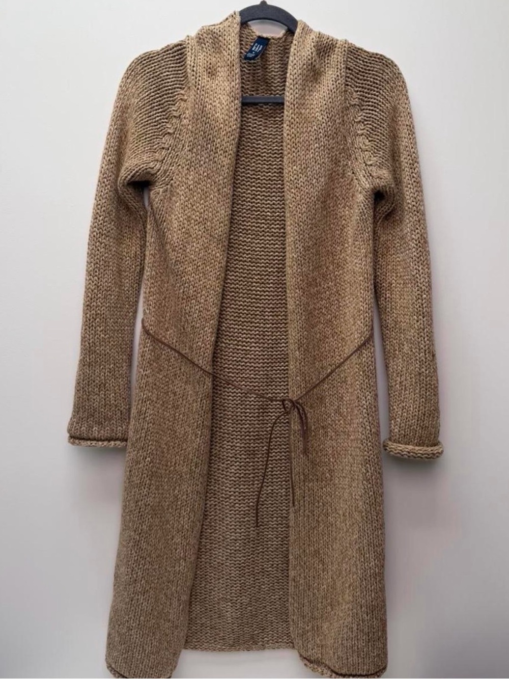 Vintage GAP Beige Knit 100% Cotton Long Cardigan Sweater Medium